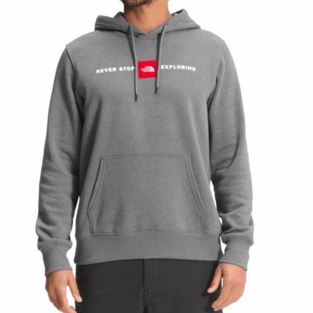 The North Face Never Stop Exploring Men’s Hoodie Sz Small Gray Pullover Logo